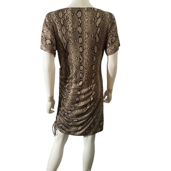 Michael Kors Snake Print Side Ruched Dress Medium - Picture 3 of 5